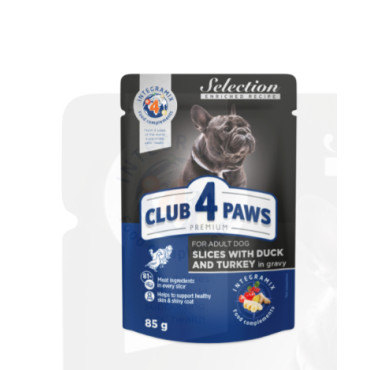 Club4Paws Ração Húmida Cão Adulto Pato e Peru em Molho 85g