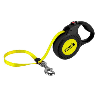 Trela Kong Extensível Reflect Preta/Amarela (Diferentes Tamanhos)