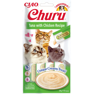 Churu Gato Receita de Atum com Frango 4x14g