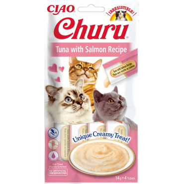Churu Gato Receita de Atum com Salmão 4x14g
