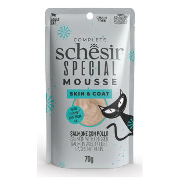 Schesir Mousse Skin E Coat Gato Salmao/Frango 70g